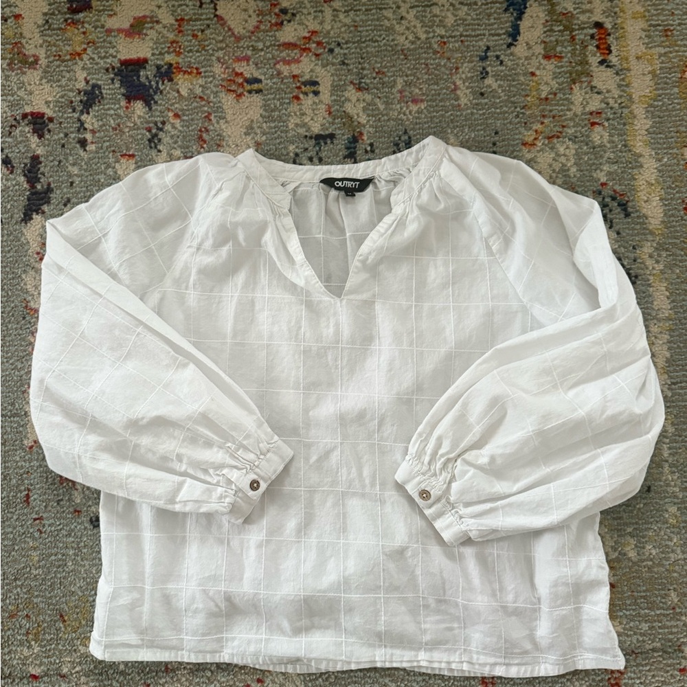 Simple White Blouse with Balloon Sleeves